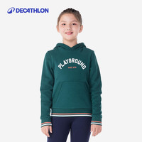 迪卡侬儿童装连帽衫运动保暖男童女童秋冬季连帽卫衣加绒上衣KIDC 森林绿 145cm