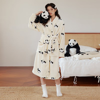Cottonshell 棉籽壳 女士法兰绒睡袍 慵懒熊猫