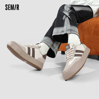森马Semir复古德训鞋女2024春季韩版百搭板鞋厚底运动休闲鞋子女鞋 米色 37