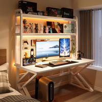 立太( LEADTEK)洞洞板电脑桌台式置物架小户型书桌书架一体桌子家用电竞游戏桌椅 白色【洞洞板电脑桌】 80*60 白色【带洞洞板-增挂钩】