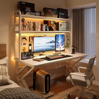 立太( LEADTEK)洞洞板电脑桌台式置物架小户型书桌书架一体桌子家用电竞游戏桌椅 白色【桌+主机托+椅子升降】 140*60