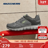 SKECHERS 斯凯奇 男鞋冬季拼接运动鞋耐磨网面鞋板鞋 炭灰色/CHAR 45