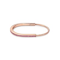 Tiffany&Co. 蒂芙尼 Tiffany Lock系列 GRP12881 几何18K玫瑰金宝石手镯 1.09克拉 特大号 窄式