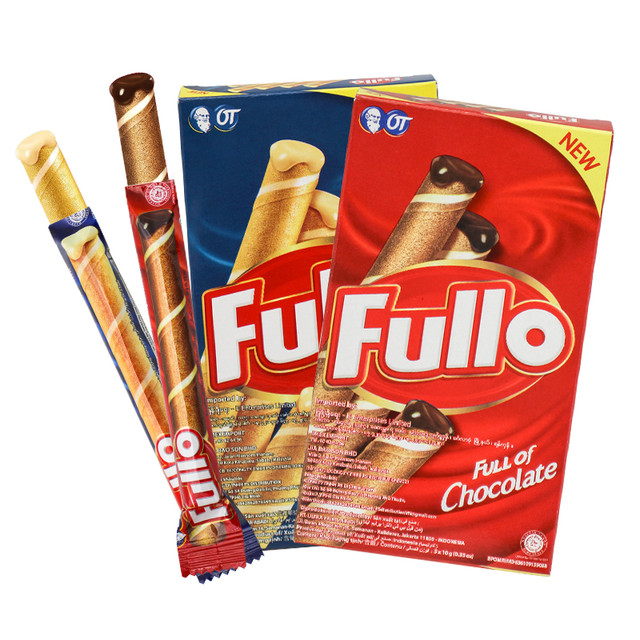 Fullo 福丽奥 巧克力印尼进口香草味注心威化饼干50g夹心蛋卷零食
