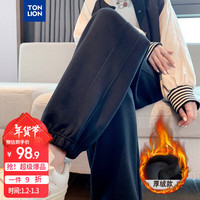 唐狮（TonLion）2024女束脚显瘦休闲侧拼卫裤WP 加绒款/黑色 XL 