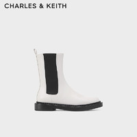 CHARLES&KEITH复古简约切尔西靴女靴CK1-90380133 White白色 37