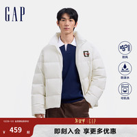 Gap男女装2024秋冬防风防泼水刺绣logo立领677674羽绒服外套 白色 S (165/88A) 亚洲尺码