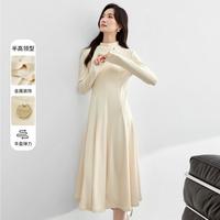 【时尚半高领连衣裙】秋冬保暖小黑裙女收腰显瘦长袖A字裙高级感