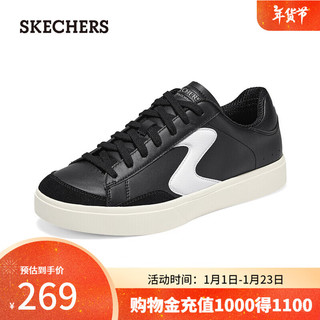 SKECHERS 斯凯奇 2024夏季男女同款板鞋轻质吸震254030 黑色/白色/BKW 43