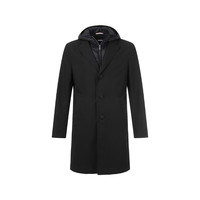 Hugo Boss雨果博斯 男士中长款连帽假两件风衣 50496157 001 黑色 54