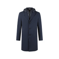 Hugo Boss雨果博斯 男士中长款连帽假两件风衣 50496157 404 海军蓝色 52