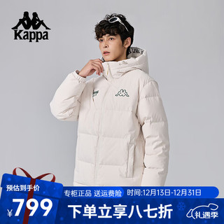 卡帕（Kappa）背靠背男子保暖羽绒服24冬季连帽防寒服外套K0E72YY01D 桦木白 XL