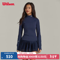 Wilson 威尔胜 24年春季针织长袖上衣女款运动弹力修身网球服运动服 WW20001412DBC-海军蓝 160/80A/XS