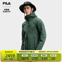 FILA 斐乐男士梭织外套2024秋简约基础户外运动连帽上衣 玉髓绿-GN 175/96A/L