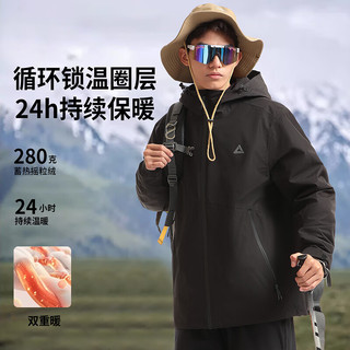 匹克（PEAK）三合一摇粒户外三防运动外套连帽冬季休闲服男外套 黑色 XL