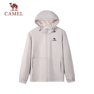 骆驼（CAMEL）梭织加绒连帽风衣男防泼水休闲外套 J13CZ0L7070A 浅卡其 M