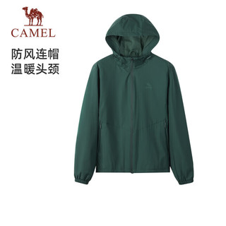 骆驼（CAMEL）梭织加绒连帽风衣女防泼水休闲外套 J23CAYL6066 沼泽绿 XL