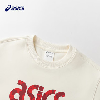 asics【新年】亚瑟士童装蛇年儿童卫衣秋冬圆领T恤新年红色上衣 106米白色 175