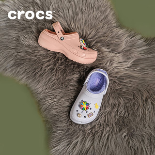 卡骆驰crocs秋冬经典云朵暖棉洞洞鞋轻便耐磨暖棉女鞋|207938 梦境蓝-5AF（含智必星） 36 (230mm) 37