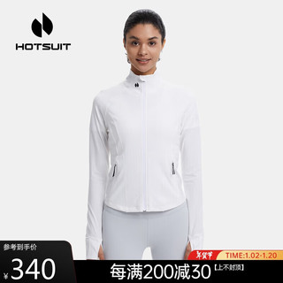 HOTSUIT 后秀 女外套运动休闲短款塑形针织开衫透气高弹宠肤 银白色 XL