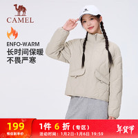 CAMEL 骆驼 纯色立领棉服女装风衣外套 J24CR0L3673