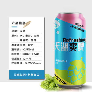 tianhu 天湖啤酒 Refreshing 8度拉格啤酒 500*24罐 整箱装 清新淡爽