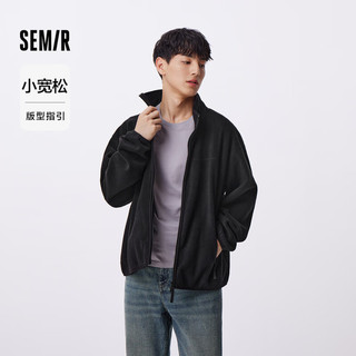 森马（Semir）夹克男2024秋季抗静电毛绒外套保暖摇粒绒上衣款109724108203 黑色90001 M