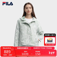 FILA 斐乐 官方女士梭织外套2024秋时尚休闲满印宽松连帽上衣