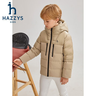 哈吉斯（HAZZYS）品牌童装男童羽绒服冬防风保暖百搭抑菌防静电羽绒服 燕麦卡其 130