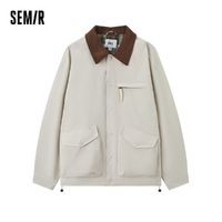 Semir 森马 化纤夹克男款2024年春季新款宽松休闲工装外套潮107124108106