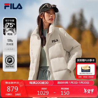 FILA 斐乐 款羽绒服2024冬保暖多彩女外套通勤商务上衣 蒸汽白