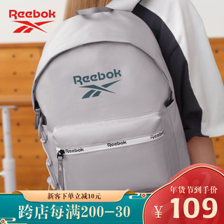 Reebok 锐步 简约双肩包男 防泼水通勤电脑包女 书包 灰色