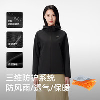 伯希和（Pelliot）户外软壳衣女24冲锋衣外套防风防泼水收腰软壳登山徒步服 漫暮黑 | 防风科技 XXL