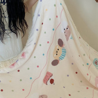 雅鹿ins风牛奶绒毛毯午睡办公室披肩单人宿舍珊瑚绒小毯子盖腿毯 【双层加厚】波点动物园 100x150cm【披肩 沙发毯】