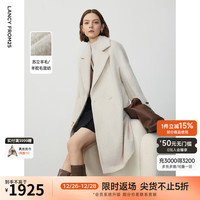 朗姿【尖货补单】羊驼毛绵羊毛气质中长款呢子大衣冬季毛呢外套 本白色2（升级版） 165/84A/L