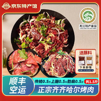 龙记珍牛齐齐哈尔烤肉食材 牛肉 传统+上脑+肋扇（共750g）