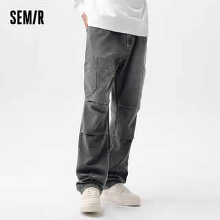 森马（Semir）牛仔长裤男2024春季潮流复古户外工装裤宽松直筒裤子109124124108 灰色调00422 26