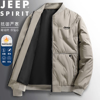 JEEP SPIRIT 吉普棉服男秋冬棉衣外套加厚棒球领宽松保暖情侣面包服 卡其 3XL