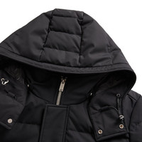 卡宾男装字母印花连帽羽绒服潮流保暖大衣宽松外套潮流H 煤黑色01 52/180/XL