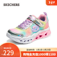 SKECHERS 斯凯奇 闪灯鞋魔术贴透气运动鞋302315L 银色/多彩色/SMLT 33码