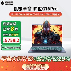 MECHREVO 机械革命 旷世G16 Pro 16英寸游戏本（i9-13900HX、16GB、512GB、RTX4070 ）