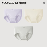 有棵树 YOUKESHU女士内裤女莫代尔7A抗菌含桑蚕丝裆透气亲肤舒适三角裤秋冬款 云米色+轻盈紫+泡沫灰 3条 均码
