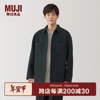 无印良品（無印良品 MUJI）男式起毛弹力衬衫式夹克男士外套长袖秋冬款格子厚款AC1VQC4A 炭灰色 M (170/92A)