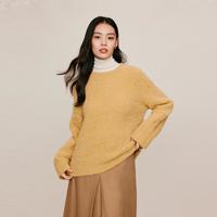 圈圈纱绒感羊驼毛高级感驼色百搭毛衣针织上衣女