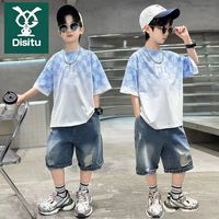 DISITU 迪斯兔 中大童夏装七分裤帅气男童牛仔五分短裤儿童夏季新款童装潮