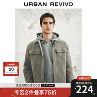 URBAN REVIVO UR2024冬季新款男装时尚通勤针织灯芯绒翻领棉服UMM140015 暖灰 M