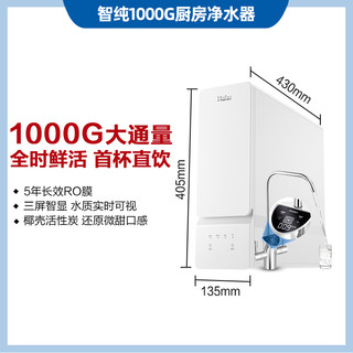 Haier 海尔 净水器家用直饮自来水过滤器净水智纯1000G反渗透净水机10H99