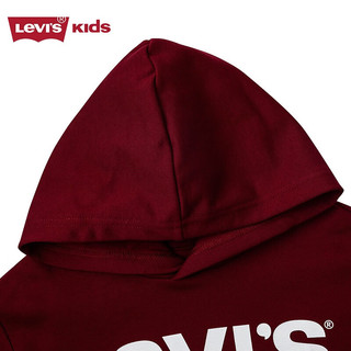 Levi's 李维斯童装男童舒适毛圈连帽卫衣冬季儿童休闲上衣 草本红 130(7/6X)