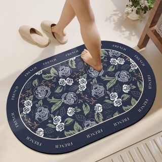 KAYE 硅藻泥软垫浴室防滑吸水地垫 GZN-繁花-椭圆