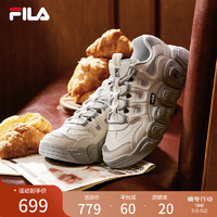 FILA 斐乐女鞋CROISSANT摩登运动鞋2024冬季可颂鞋老爹鞋 微白/银器灰-WA 38